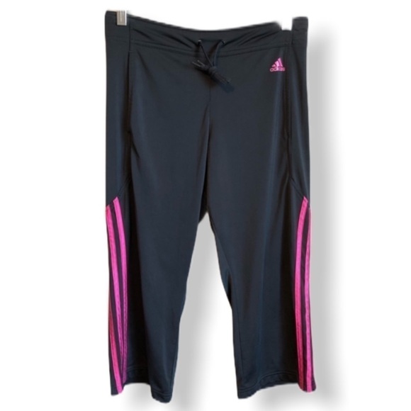 Adidas Dark Gray Three Striped Cropped Bottoms - Picture 1 of 8